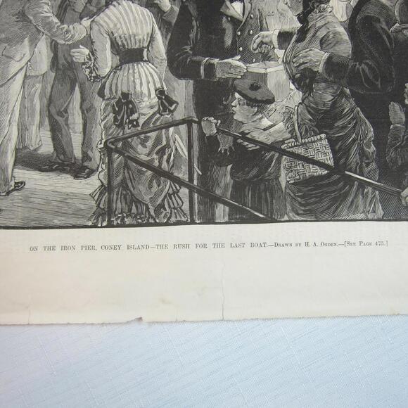 Antique 1882 Print On the Iron Pier, Coney Island Henry A. Ogden Harper’s Weekly - Picture 6 of 12